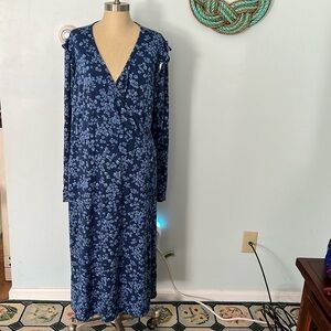 Draper James Blue Floral Wrap Around Dress size XXLarge